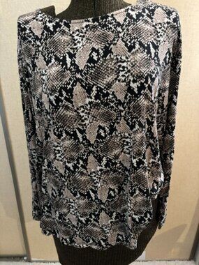 Mario Serrani Women's XXL Snakeskin Long Sleeve Tunic Blouse